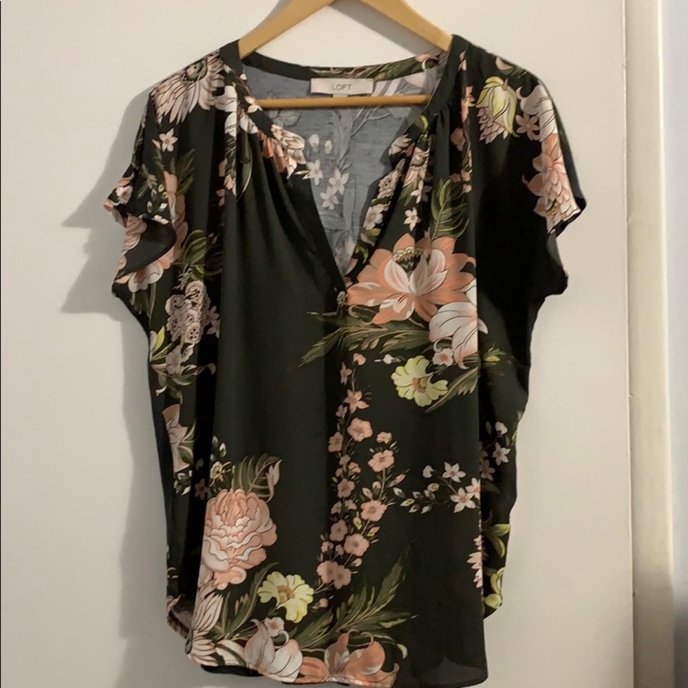 Loft mixed media blouse size M